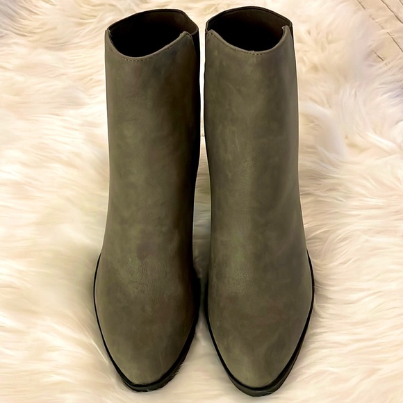 Olive Green Heeled Ankle Boots, Vegan Leather, Brand New in Box - Picture 3 of 7